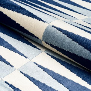 Schumacher Backgammon Cut Velvet  Fabric 83200  / Blue