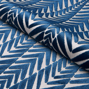 Schumacher Zebra Velvet Fabric 83400 / Silver Blue
