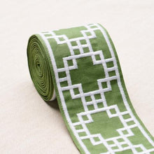 Load image into Gallery viewer, Schumacher Squared Away Trellis Tape Trim 83590 / Green