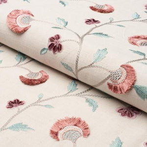 Schumacher Iyla Embroidery Fabric 83660 / Rose & Natural
