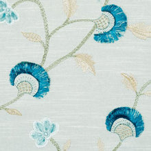 Load image into Gallery viewer, Schumacher Iyla Embroidery Fabric 83661 / Mineral &amp; Teal