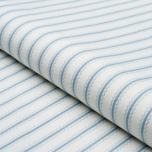 Schumacher Birdie Ticking Stripe Fabric 83701 / China Blue