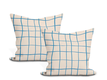 Load image into Gallery viewer, Pair of Custom Made Schumacher Painterly Windowpane Pillow Covers - Both Sides