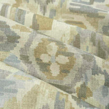 Load image into Gallery viewer, Cotton Aqua Teal Beige Mustard Upholstery Drapery Fabric