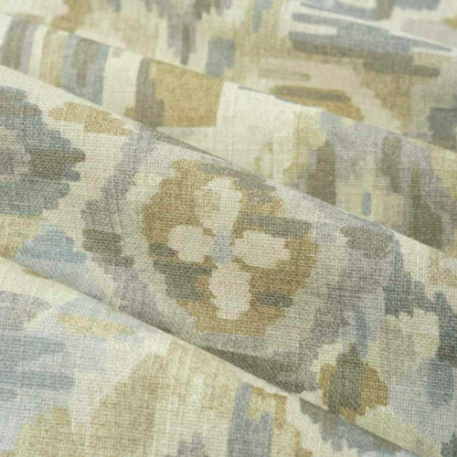Cotton Aqua Teal Beige Mustard Upholstery Drapery Fabric