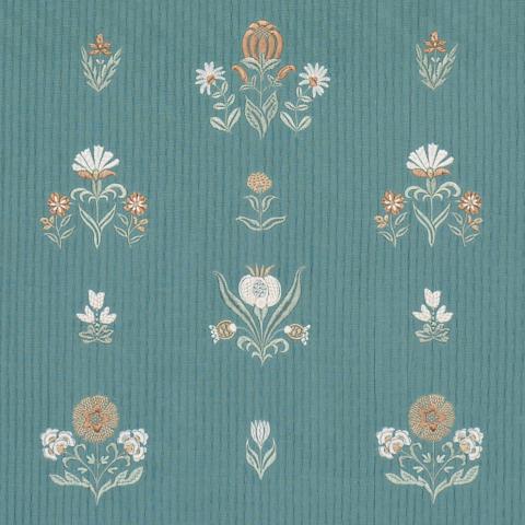Schumacher Elmslie Embroidery Fabric 84370 / Teal