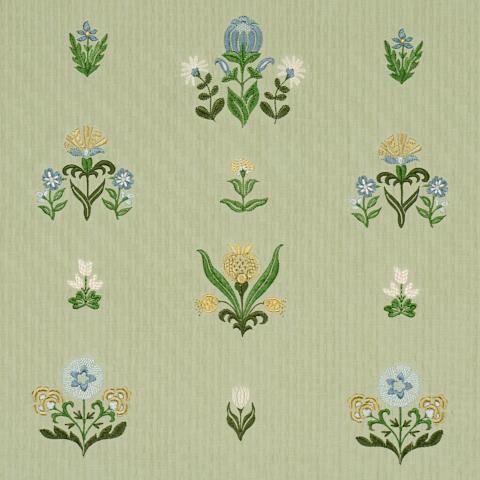 Schumacher Elmslie Embroidery Fabric 84371 / Leaf