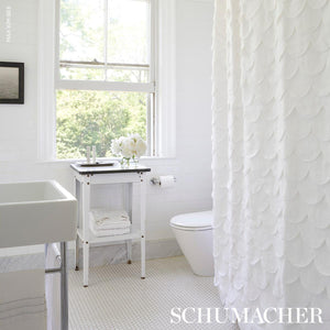 Schumacher Prep School Hand Pieced Scallop Fabric 84400 / White