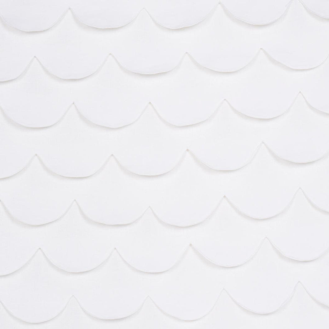 Schumacher Prep School Hand Pieced Scallop Fabric 84400 / White