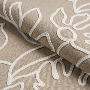 Schumacher Lola Embroidery Fabric 84410 / Flax