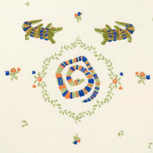 Schumacher Reptilia Embroidery Fabric 84540 / Bright Multi On Ivory