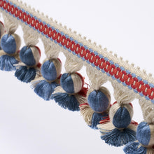 Load image into Gallery viewer, Schumacher Ali Tassel Trim 84673 / Rouge &amp; Navy