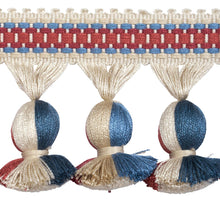 Load image into Gallery viewer, Schumacher Ali Tassel Trim 84673 / Rouge &amp; Navy