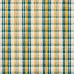 Schumacher Fonda Hand Woven Plaid Fabric 84722 / Teal & Citron