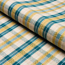 Load image into Gallery viewer, Schumacher Fonda Hand Woven Plaid Fabric 84722 / Teal &amp; Citron