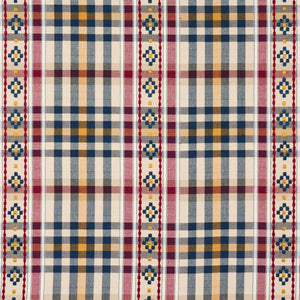 Schumacher Hutton Hand Woven Check Fabric 84730 /  Rouge & Navy