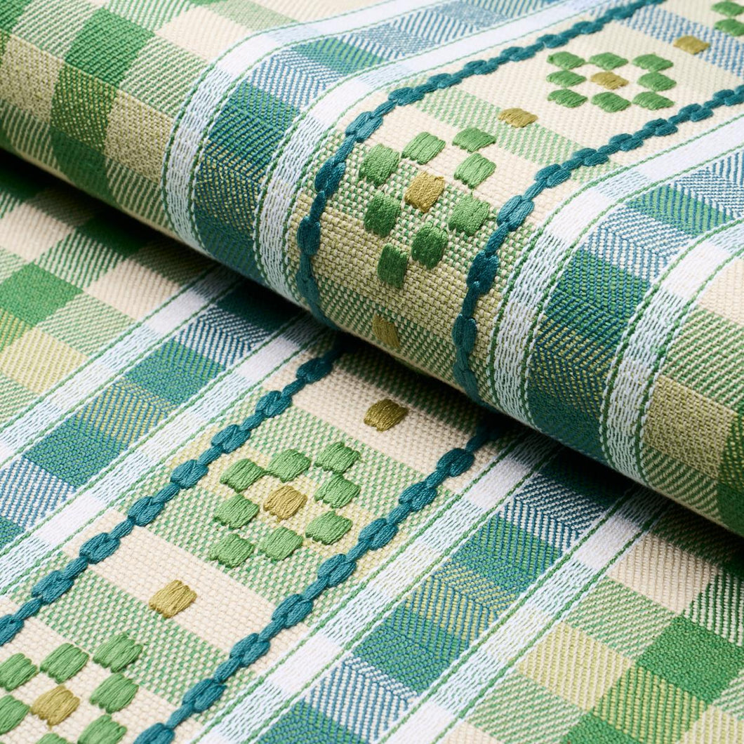 Schumacher Hutton Hand Woven Check Fabric 84731 / Leaf