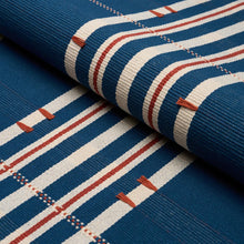 Load image into Gallery viewer, Schumacher Remmy Hand Woven Stripe Fabric 84780 / Indigo