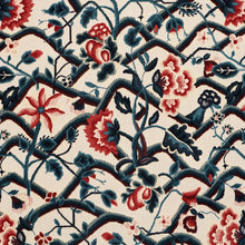 Load image into Gallery viewer, Schumacher Jacobean Garden Velvet Fabric 84821 / Cinnabar &amp; Peacock
