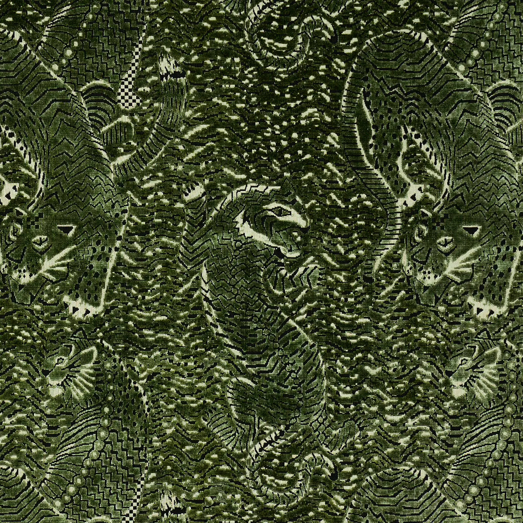 Schumacher Tigress Velvet Fabric 84832 / Malachite