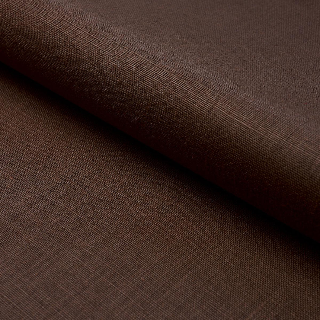 Schumacher Leo Glazed Linen Fabric 84968 / Chocolate