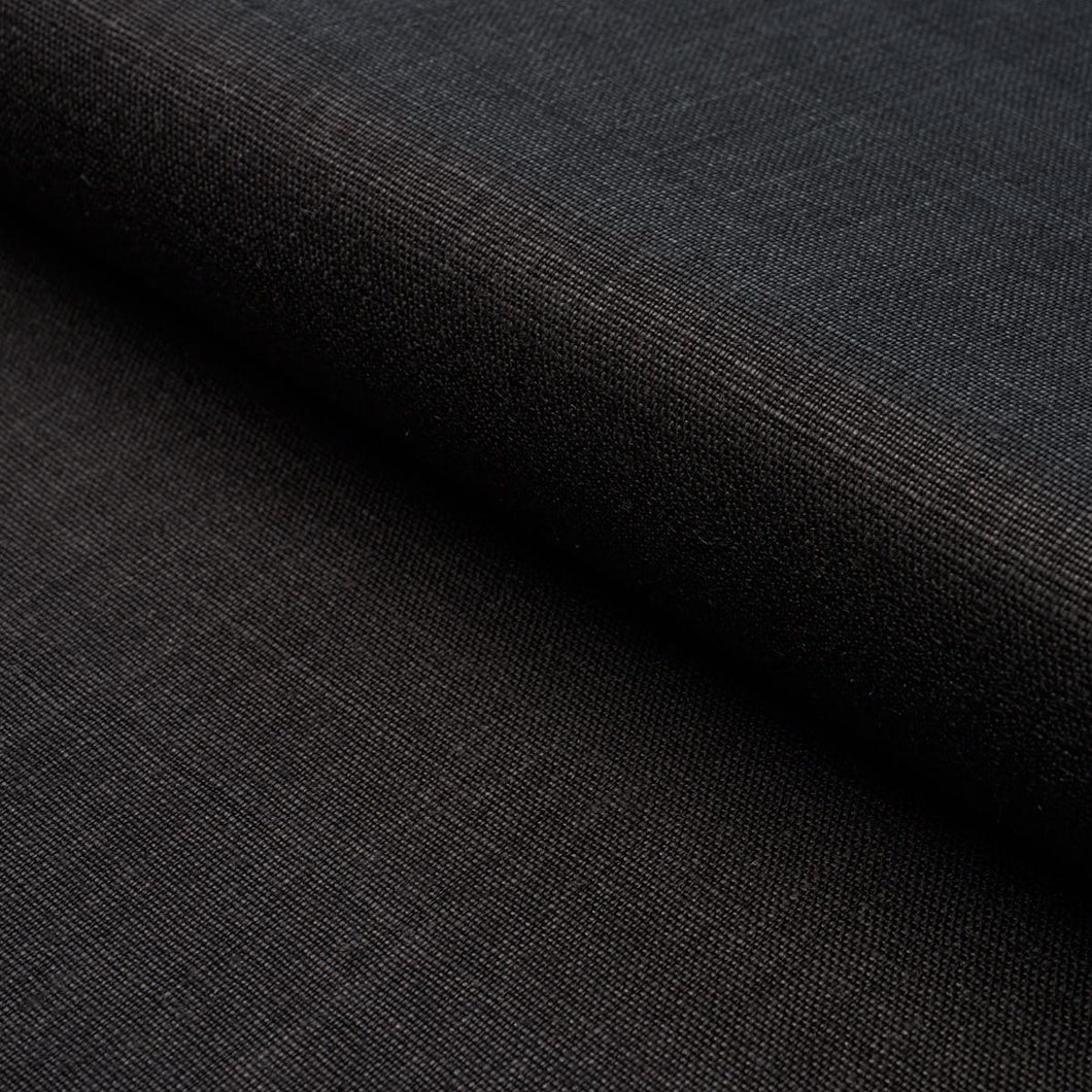Schumacher Leo Glazed Linen Fabric 84969 / Black