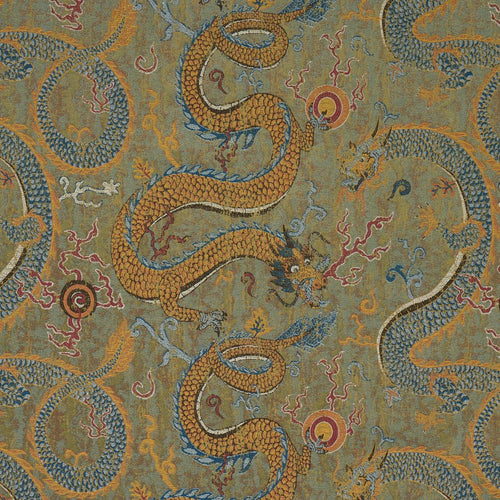 Schumacher Serpentine Dragon Fabric 85090 / Multi