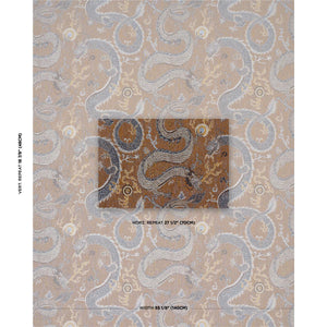 Schumacher Serpentine Dragon Fabric 85091 / Brown & Blue