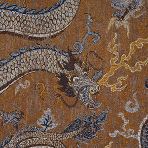Schumacher Serpentine Dragon Fabric 85091 / Brown & Blue