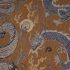 Schumacher Serpentine Dragon Fabric 85091 / Brown & Blue