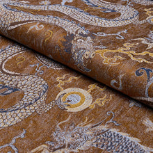 Load image into Gallery viewer, Schumacher Serpentine Dragon Fabric 85091 / Brown &amp; Blue