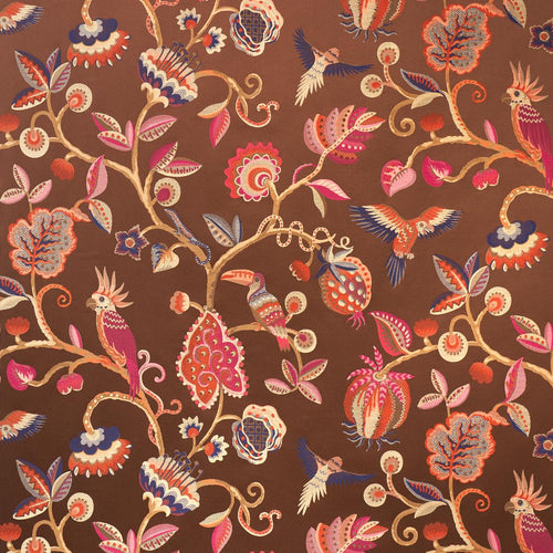 Schumacher Birds Of Paradise Woven Fabric 85111 / Chestnut