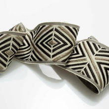 Load image into Gallery viewer, 2.5&quot; Wide Black Grey Geometric Drapery Tape Trim