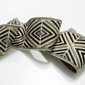 2.5" Wide Black Grey Geometric Drapery Tape Trim