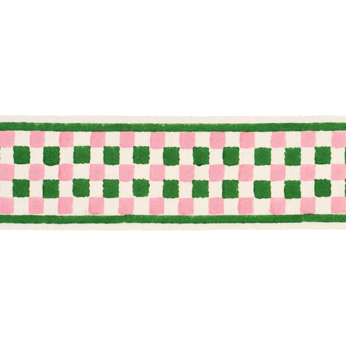 Schumacher Chequer Hand Block Trim 85450 / Green