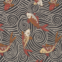 Load image into Gallery viewer, Schumacher Koi Fish Fabric 85590 Midnight