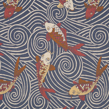Load image into Gallery viewer, Schumacher Koi Fish Fabric 85591 / Indigo