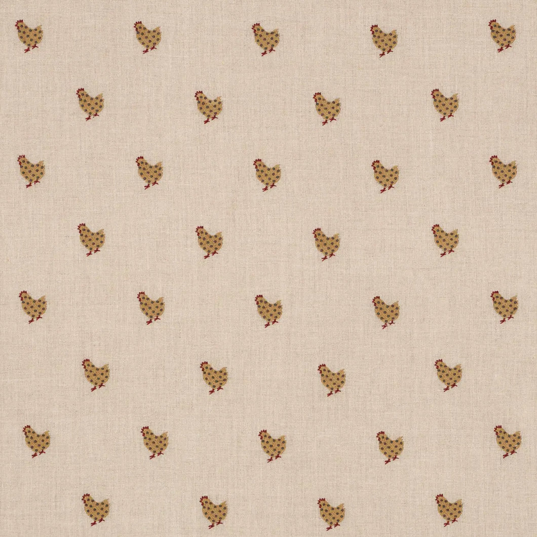 Schumacher Betsy's Chicken Embroidery Fabric 85950 / Natural