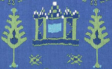 Load image into Gallery viewer, 1.4 Yard Thibaut Kingdom Parade Remnant Linen Blue Green Upholstery Drapery Fabric