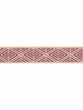Load image into Gallery viewer, 2.5&quot; Wide Red Coral Geometric Drapery Tape Trim