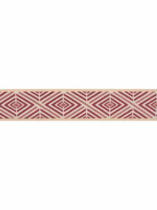 2.5" Wide Red Coral Geometric Drapery Tape Trim