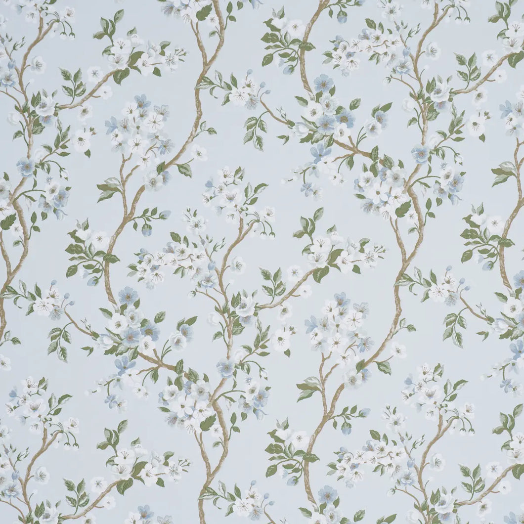 Schumacher Cherry Blossom Fabric 86222 / Sky