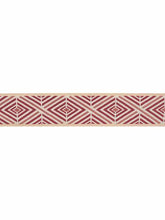Load image into Gallery viewer, 2.5&quot; Wide Red Coral Geometric Drapery Tape Trim