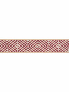 2.5" Wide Red Coral Geometric Drapery Tape Trim