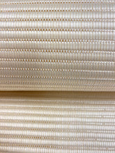 Load image into Gallery viewer, 1.5 Yard Designer Indoor Outdoor Cream Genuine Straw Basketweave Stripe Upholstery Fabric WHS 4616