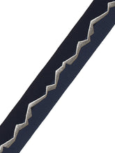 Load image into Gallery viewer, 2&quot; Navy Blue Indigo Silver Abstract Geometric Drapery Tape Trim