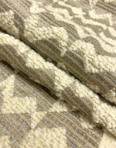 Black Edition Samar Tungsten Textured Boucle Weave Taupe Grey Cream Geometric Upholstery Fabric STA 5123