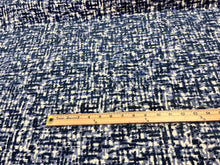 Load image into Gallery viewer, 1.5 Yard Norbar Leeds River Navy Blue Off White Abstract Velvet Upholstery Fabric