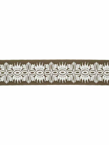 2.75" Wide Grey Ivory Embroidered Drapery Tape Trim