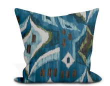 Load image into Gallery viewer, Custom Pillow Cover in Ikat Thibaut Artesian Velvet in Mineral - One Side